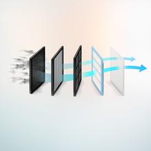 Bolero Flux TT 704400 Black A++ Hotte aspirante en T, 70 cm, avec une puissance d'aspiration de 413,3 m³/h, classe A++, contrôle tactile invisible, finition noire et façade en verre noir, moteur BLDC, Hand Movement Control, fonction Booster, filtres lavables, option filtres à charbon inclus pour la recirculation.