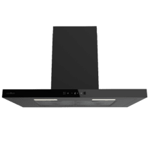 Bolero Flux TT 704400 Black A++ Hotte aspirante en T, 70 cm, avec une puissance d'aspiration de 413,3 m³/h, classe A++, contrôle tactile invisible, finition noire et façade en verre noir, moteur BLDC, Hand Movement Control, fonction Booster, filtres lavables, option filtres à charbon inclus pour la recirculation.