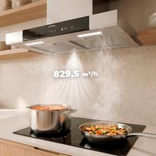 Bolero Flux TT 609500 Slim Inox A+++ Campana Extractora en forma de T de 60 cm de ancho, con 829,5 m³/h de succión, Clase A+++, Hand Movement Control,  Acabado en acero inoxidable, Motor DC, Doble Booster, Heat Sensor, Air Cleanning Function, Filtros Lavables, Opción de filtros de carbono incluídos para recirculación.