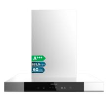 Bolero Flux TT 609500 Slim Inox A+++ Campana Extractora en forma de T de 60 cm de ancho, con 829,5 m³/h de succión, Clase A+++, Hand Movement Control,  Acabado en acero inoxidable, Motor DC, Doble Booster, Heat Sensor, Air Cleanning Function, Filtros Lavables, Opción de filtros de carbono incluídos para recirculación.