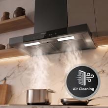Bolero Flux TT 609500 Slim Dark Inox A+++ Campana Extractora en forma de T de 60 cm de ancho, con 829,5 m³/h de succión, Clase A+++, Hand Movement Control,  Acabado en acero inoxidable Dark, Motor DC, Doble Booster, Heat Sensor, Air Cleanning Function, Filtros Lavables, Opción de filtros de carbono incluídos para recirculación.