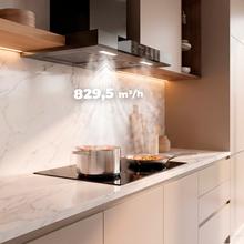 Bolero Flux TT 609500 Slim Dark Inox A+++ Campana Extractora en forma de T de 60 cm de ancho, con 829,5 m³/h de succión, Clase A+++, Hand Movement Control,  Acabado en acero inoxidable Dark, Motor DC, Doble Booster, Heat Sensor, Air Cleanning Function, Filtros Lavables, Opción de filtros de carbono incluídos para recirculación.