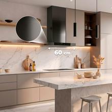 Bolero Flux TT 609500 Slim Dark Inox A+++ Campana Extractora en forma de T de 60 cm de ancho, con 829,5 m³/h de succión, Clase A+++, Hand Movement Control,  Acabado en acero inoxidable Dark, Motor DC, Doble Booster, Heat Sensor, Air Cleanning Function, Filtros Lavables, Opción de filtros de carbono incluídos para recirculación.