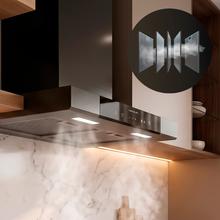 Bolero Flux TT 609500 Slim Dark Inox A+++ Campana Extractora en forma de T de 60 cm de ancho, con 829,5 m³/h de succión, Clase A+++, Hand Movement Control,  Acabado en acero inoxidable Dark, Motor DC, Doble Booster, Heat Sensor, Air Cleanning Function, Filtros Lavables, Opción de filtros de carbono incluídos para recirculación.