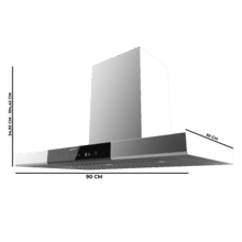 Bolero Flux TT 909500 Slim Inox A+++ Campana Extractora en forma de T de 90 cm de ancho, con 829,5 m³/h de succión, Clase A+++, Hand Movement Control,  Acabado en acero inoxidable, Motor DC, Doble Booster, Heat Sensor, Air Cleanning Function, Filtros Lavables, Opción de filtros de carbono incluídos para recirculación.