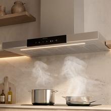 Bolero Flux TT 909500 Slim Inox A+++ Campana Extractora en forma de T de 90 cm de ancho, con 829,5 m³/h de succión, Clase A+++, Hand Movement Control,  Acabado en acero inoxidable, Motor DC, Doble Booster, Heat Sensor, Air Cleanning Function, Filtros Lavables, Opción de filtros de carbono incluídos para recirculación.