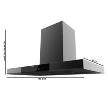 Bolero Flux TT 909500 Slim Dark Inox A+++ Campana Extractora en forma de T de 90 cm de ancho, con 829,5 m³/h de succión, Clase A+++, Hand Movement Control,  Acabado en acero inoxidable Dark, Motor DC, Doble Booster, Heat Sensor, Air Cleanning Function, Filtros Lavables, Opción de filtros de carbono incluídos para recirculación.
