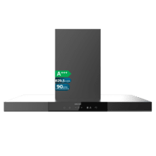 Bolero Flux TT 909500 Slim Dark Inox A+++ Campana Extractora en forma de T de 90 cm de ancho, con 829,5 m³/h de succión, Clase A+++, Hand Movement Control,  Acabado en acero inoxidable Dark, Motor DC, Doble Booster, Heat Sensor, Air Cleanning Function, Filtros Lavables, Opción de filtros de carbono incluídos para recirculación.