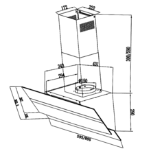 Bolero Flux DT 604400 Matt Black A+++ Hotte aspirante décorative de 60 cm en verre mat et brillant, cheminée en inox, avec une puissance d'aspiration de 416,5 m³/h, classe A+++, moteur BLDC, contrôle tactile invisible, Hand Movement Control, 3 vitesses, fonction Booster, éclairage LED, filtres en aluminium, option filtres à charbon inclus.