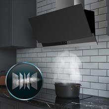 Bolero Flux DT 604400 Matt Black A+++ Hotte aspirante décorative de 60 cm en verre mat et brillant, cheminée en inox, avec une puissance d'aspiration de 416,5 m³/h, classe A+++, moteur BLDC, contrôle tactile invisible, Hand Movement Control, 3 vitesses, fonction Booster, éclairage LED, filtres en aluminium, option filtres à charbon inclus.