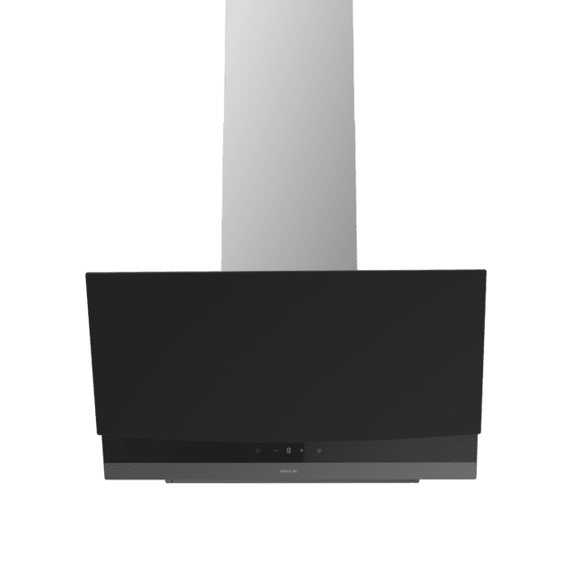 Bolero Flux DT 604400 Matt Black A+++ Hotte aspirante décorative de 60 cm en verre mat et brillant, cheminée en inox, avec une puissance d'aspiration de 416,5 m³/h, classe A+++, moteur BLDC, contrôle tactile invisible, Hand Movement Control, 3 vitesses, fonction Booster, éclairage LED, filtres en aluminium, option filtres à charbon inclus.