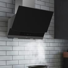 Bolero Flux DT 604400 Matt Black A+++ Hotte aspirante décorative de 60 cm en verre mat et brillant, cheminée en inox, avec une puissance d'aspiration de 416,5 m³/h, classe A+++, moteur BLDC, contrôle tactile invisible, Hand Movement Control, 3 vitesses, fonction Booster, éclairage LED, filtres en aluminium, option filtres à charbon inclus.