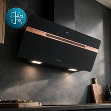 Bolero Flux DT 907500 Matt Black A+++ Cecotec Campana Extractora Decorativa de 90cm en Cristal negro Mate y Brillante con detalles en color cobre, Chimenea negra, con 717,2m³/h de succión, Clase A+++, Motor BLDC, Control Táctil, Hand Movement Control, Doble Función Booster, Función Air Cleanning, Wifi para utilizar con App, Luz LED, Filtros de aluminio, Opción de filtros de carbono incluídos.