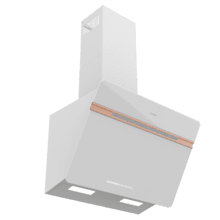 Bolero Flux DT 607500 Matt White A+++ Cecotec Campana Extractora Decorativa de 60cm en Cristal blanco Mate y Brillante con detalles en color cobre, Chimenea inox, con 717,2m³/h de succión, Clase A+++, Motor BLDC, Control Táctil, Hand Movement Control, Doble Función Booster, Función Air Cleanning, Wifi para utilizar con App, Luz LED, Filtros de aluminio, Opción de filtros de carbono incluídos.