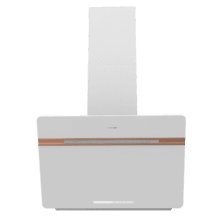 Bolero Flux DT 607500 Matt White A+++ Cecotec Campana Extractora Decorativa de 60cm en Cristal blanco Mate y Brillante con detalles en color cobre, Chimenea inox, con 717,2m³/h de succión, Clase A+++, Motor BLDC, Control Táctil, Hand Movement Control, Doble Función Booster, Función Air Cleanning, Wifi para utilizar con App, Luz LED, Filtros de aluminio, Opción de filtros de carbono incluídos.