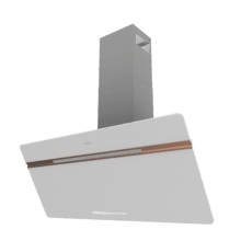 Bolero Flux DT 907500 Matt White A+++ Cecotec Campana Extractora Decorativa de 90cm en Cristal blanco  mate y Brillante con detalles en color cobre, Chimenea inox, con 717,2m³/h de succión, Clase A+++, Motor BLDC, Control Táctil, Hand Movement Control, Doble Función Booster, Función Air Cleanning, Wifi para utilizar con App, Luz LED, Filtros de aluminio, Opción de filtros de carbono incluídos.