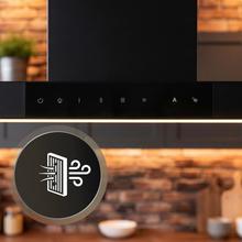 Bolero Flux CCT 1806900 Black A++ Campana Extractora de Isla Premium de 1,8 metros de ancho, Succión 689,5 m3/h, Clase A++, Motor DC, Doble Booster, Air Cleaning, Heat Sensor y Tecnología Inteligente para Cocinas, Filtros de aluminio y filtro de carbono incluídos.
