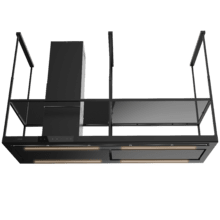 Bolero Flux CCT 1806900 Black A++ Campana Extractora de Isla Premium de 1,8 metros de ancho, Succión 689,5 m3/h, Clase A++, Motor DC, Doble Booster, Air Cleaning, Heat Sensor y Tecnología Inteligente para Cocinas, Filtros de aluminio y filtro de carbono incluídos.