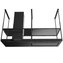 Bolero Flux CCT 1806900 Black A++ Campana Extractora de Isla Premium de 1,8 metros de ancho, Succión 689,5 m3/h, Clase A++, Motor DC, Doble Booster, Air Cleaning, Heat Sensor y Tecnología Inteligente para Cocinas, Filtros de aluminio y filtro de carbono incluídos.