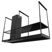Bolero Flux CCT 1806900 Black A++ Campana Extractora de Isla Premium de 1,8 metros de ancho, Succión 689,5 m3/h, Clase A++, Motor DC, Doble Booster, Air Cleaning, Heat Sensor y Tecnología Inteligente para Cocinas, Filtros de aluminio y filtro de carbono incluídos.