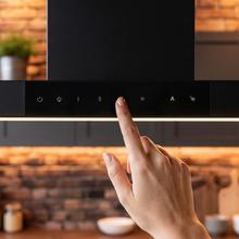 Bolero Flux CCT 1806900 Black A++ Campana Extractora de Isla Premium de 1,8 metros de ancho, Succión 689,5 m3/h, Clase A++, Motor DC, Doble Booster, Air Cleaning, Heat Sensor y Tecnología Inteligente para Cocinas, Filtros de aluminio y filtro de carbono incluídos.