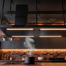 Bolero Flux CCT 1806900 Black A++ Campana Extractora de Isla Premium de 1,8 metros de ancho, Succión 689,5 m3/h, Clase A++, Motor DC, Doble Booster, Air Cleaning, Heat Sensor y Tecnología Inteligente para Cocinas, Filtros de aluminio y filtro de carbono incluídos.