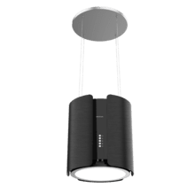 Bolero Flux CRE 385500 Negro A+ Campana colgante redonda de 38cm de diametro, Clase A+, Motor DC, Succión 591,2m3/h, Acabado en acero negro,  Control de botones electrónicos, Filtro de Carbono.