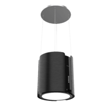 Bolero Flux CRE 385500 Negro A+ cappa aspirante rotonda da 38 cm di diametro, classe A+, motore DC, aspirazione 591,2 m3/h, finitura in acciaio nero,  controllo a pulsanti elettronici, filtro al carbone.