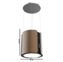 Bolero Flux CRE 385500 Cobre A+ Bolero Flux CRE 385500 Copper A++, Runde 38-cm-Insel-Dunstabzugshaube mit Energieeffizienzklasse A++, DC-Motor, einer Saugleistung von 591,2 m³/h, elegantem Kupfer-Finish, elektronischer Tastensteuerung und inklusivem Aktivkohlefilter.