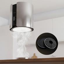 Bolero Flux CRE 385500 Inox A+ Campana colgante redonda de 38cm de diametro, Clase A+, Motor DC, Succión 591,2m3/h, Acabado en Acero Inoxidable,  Control de botones electrónicos, Filtro de Carbono.
