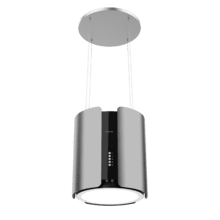 Bolero Flux CRE 385500 Inox A+ Campana colgante redonda de 38cm de diametro, Clase A+, Motor DC, Succión 591,2m3/h, Acabado en Acero Inoxidable,  Control de botones electrónicos, Filtro de Carbono.