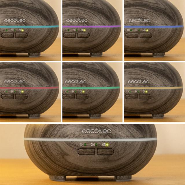 Pure Aroma 150 Yin Grey Humidificador ultrasónico con difusor de aromas, depósito de hasta 150 ml y 7 colores LED.