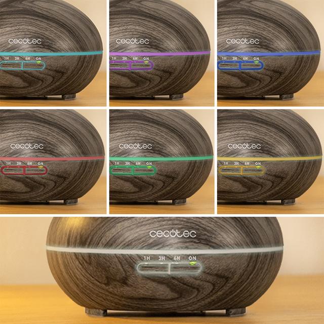 Pure Aroma 300 Yin Grey Humidificador ultrasónico con difusor de aromas, depósito de hasta 300 ml y 7 colores LED.