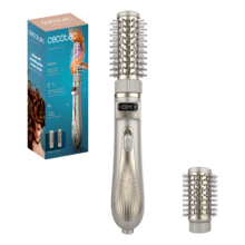 CeramicCare 2in1 Gyro Escova de ar de 1000 W com cabeça de escova dupla de cerâmica, função rotativa e iónica, visor de temperatura e cabo de 360°.