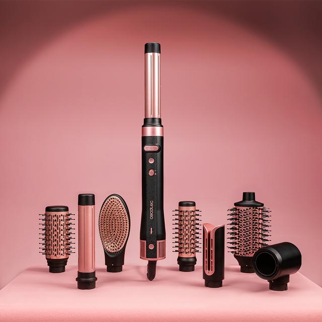 CeramicCare 8in1 AirGlam Gyro Moldeador de pelo con 8 cabezales para alisar, moldear y rizar tu cabello, motor brushless, función rotativa y revestimiento de cerámica y queratina