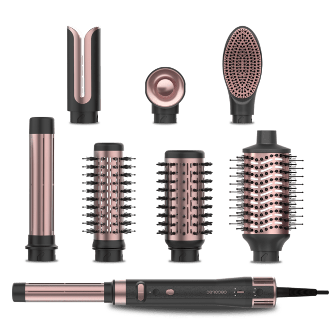 CeramicCare 8in1 AirGlam Gyro Moldeador de pelo con 8 cabezales para alisar, moldear y rizar tu cabello, motor brushless, función rotativa y revestimiento de cerámica y queratina