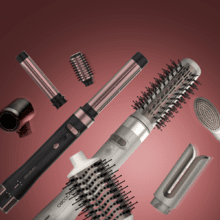 CeramicCare 8in1 AirGlisse Gyro Moldeador de pelo con 8 cabezales para alisar, moldear y rizar tu cabello, motor brushless, función rotativa y revestimiento de cerámica y queratina