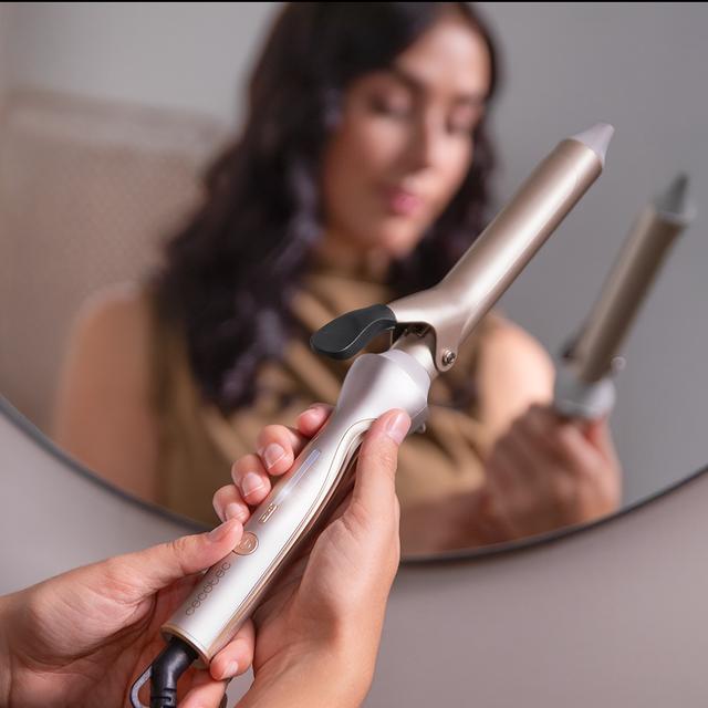 SurfCare CurlClip SurfCare CurlClip: Rizador de Pelo con Pinza de 25 mm, Revestimiento de Cerámica con Queratina y Aceite de Argán, Calentamiento rápido, 5 Temperaturas, Apagado Automático, Guante y Bolsa de Termorresistente, Cable Giratorio