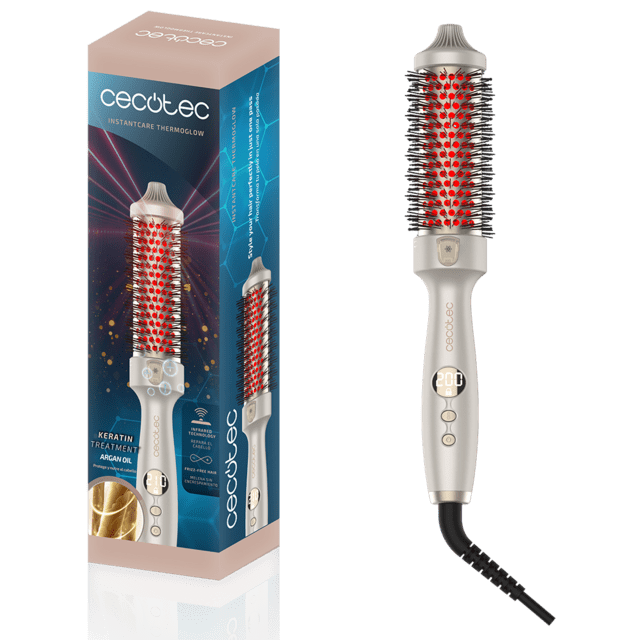 InstantCare ThermoGlow Cepillo con Infrarrojos y Tecnología Iónica, 5 Temperaturas, 38mm, Función Memoria, Pantalla, Apagado Automático y Cable Giratorio