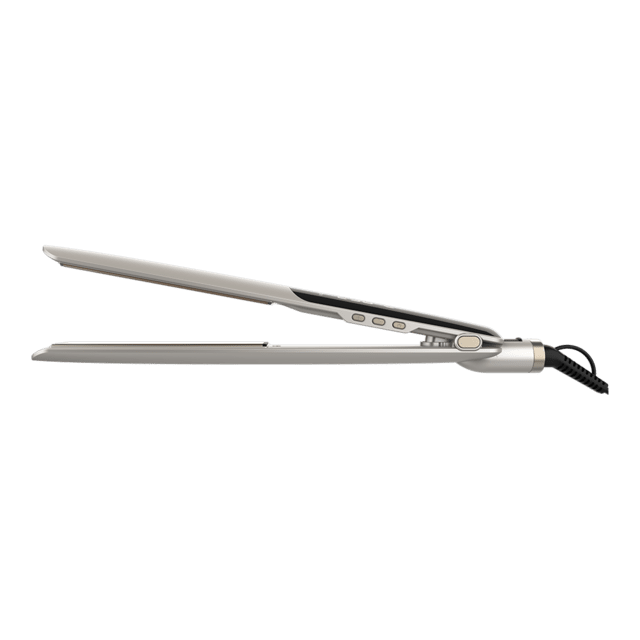 Lisse Keratin Essence Champagne RitualCare Plancha de Pelo Estrecha con Cable, Función HeatMax, 130-230ºC, Revestimiento Cerámico con Queratina y Aceite de Argán, Bloqueo de Placas, Apagado Automático, Incluye Bolsa de Viaje