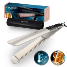 Lisse Keratin Essence Champagne RitualCare Plancha de Pelo Estrecha con Cable, Función HeatMax, 130-230ºC, Revestimiento Cerámico con Queratina y Aceite de Argán, Bloqueo de Placas, Apagado Automático, Incluye Bolsa de Viaje