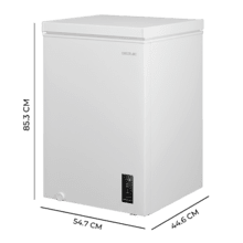 Bolero CoolMarket Chest 99P White E Cecotec - Congelador Horizontal 99L, Cesta con asas, Control Electrónico LED, Muy Silencioso 38dB, UltraContact D-Cool, Dual Function, Puerta ZeroG (80º-30º), Fast Freezing y Diseño Compacto