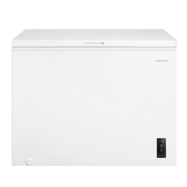 Bolero CoolMarket Chest 293P White E Cecotec Bolero CoolMarket Chest 293P White E - Congelador Horizontal 293L, Cesta con asas, Control Electrónico LED, UltraContact D-Cool, Dual Function, Puerta ZeroG (80º-30º), Fast Freezing y Diseño Compacto