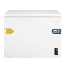 Bolero CoolMarket Chest 293P White E Cecotec Bolero CoolMarket Chest 293P White E - Congelador Horizontal 293L, Cesta con asas, Control Electrónico LED, UltraContact D-Cool, Dual Function, Puerta ZeroG (80º-30º), Fast Freezing y Diseño Compacto