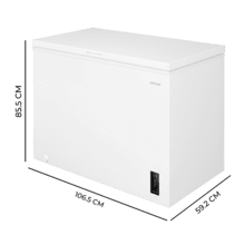 Bolero CoolMarket Chest 293P White E Cecotec Bolero CoolMarket Chest 293P White E - Congelador Horizontal 293L, Cesta con asas, Control Electrónico LED, UltraContact D-Cool, Dual Function, Puerta ZeroG (80º-30º), Fast Freezing y Diseño Compacto