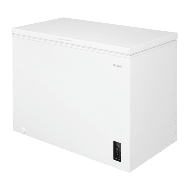 Bolero CoolMarket Chest 293P White E Cecotec Bolero CoolMarket Chest 293P White E - Congelador Horizontal 293L, Cesta con asas, Control Electrónico LED, UltraContact D-Cool, Dual Function, Puerta ZeroG (80º-30º), Fast Freezing y Diseño Compacto