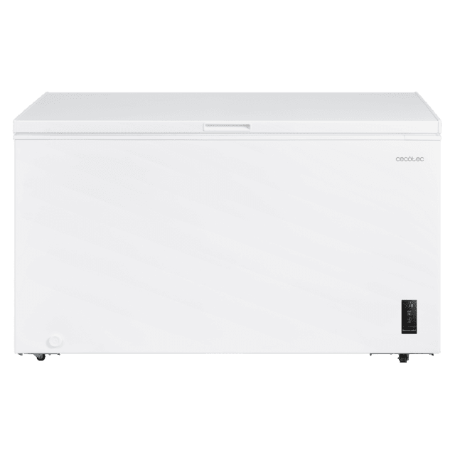 Bolero CoolMarket Chest 418P White E Cecotec Bolero CoolMarket Chest 418P White E - Congelador Horizontal 418L, Cesta con asas, Control Electrónico LED, Ruedas EasyMove, UltraContact D-Cool, Dual Function, Puerta ZeroG (80º-30º) y Fast Freezing.