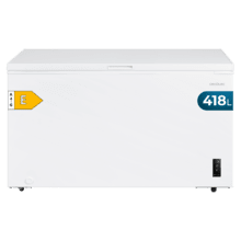 Bolero CoolMarket Chest 418P White E Cecotec Bolero CoolMarket Chest 418P White E - Congelador Horizontal 418L, Cesta con asas, Control Electrónico LED, Ruedas EasyMove, UltraContact D-Cool, Dual Function, Puerta ZeroG (80º-30º) y Fast Freezing.