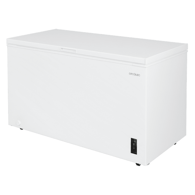 Bolero CoolMarket Chest 418P White E Cecotec Bolero CoolMarket Chest 418P White E - Congelador Horizontal 418L, Cesta con asas, Control Electrónico LED, Ruedas EasyMove, UltraContact D-Cool, Dual Function, Puerta ZeroG (80º-30º) y Fast Freezing.