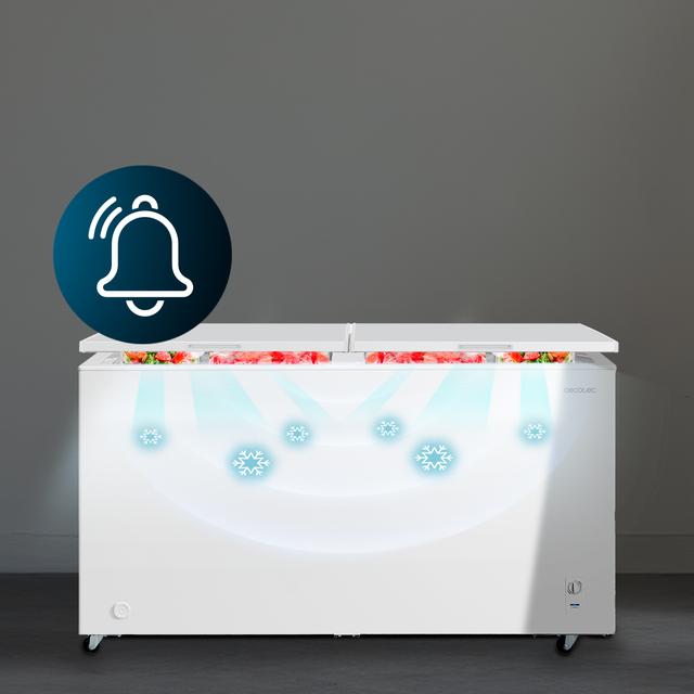Bolero CoolMarket Chest Duo 508M White E Congelador Horizontal 508L, UltraContact D-Cool, Ruedas EasyMove, Dual Function, Puerta ZeroG (80º-30º), Dual Function, Doble Puerta y Doble Cesta
